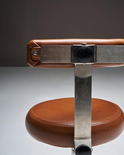 Leather and Steel Professional Assistant Stool Europe Late 20th C
