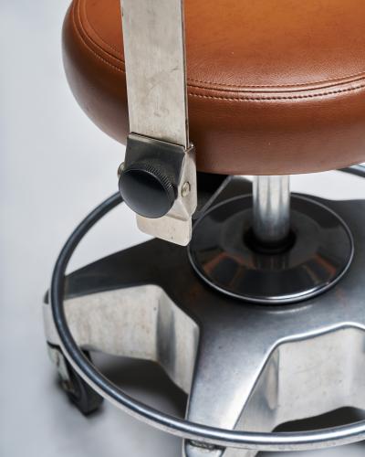 Leather and Steel Professional Assistant Stool Europe Late 20th C