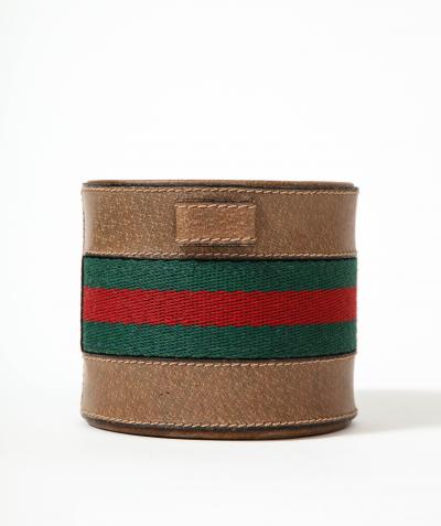 Leather and Wool Pen Holder Jar by Gucci Italy