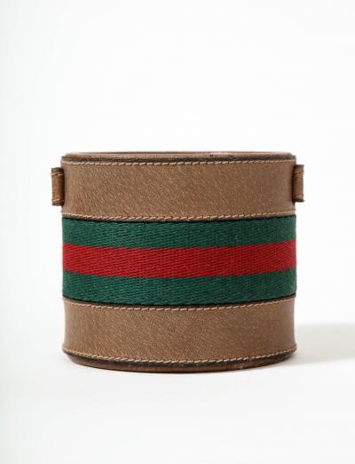 Leather and Wool Pen Holder Jar by Gucci Italy