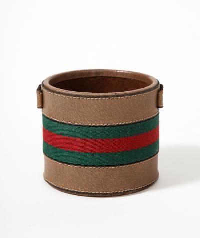 Leather and Wool Pen Holder Jar by Gucci Italy
