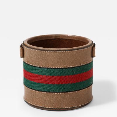 Leather and Wool Pen Holder Jar by Gucci Italy