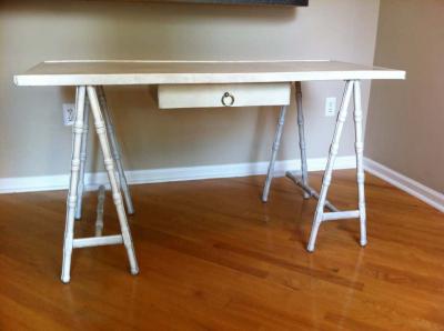 Leather trestle desk Madame Vanacky