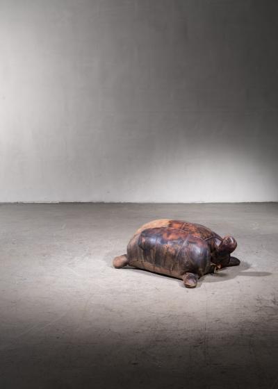Leather turtle ottoman
