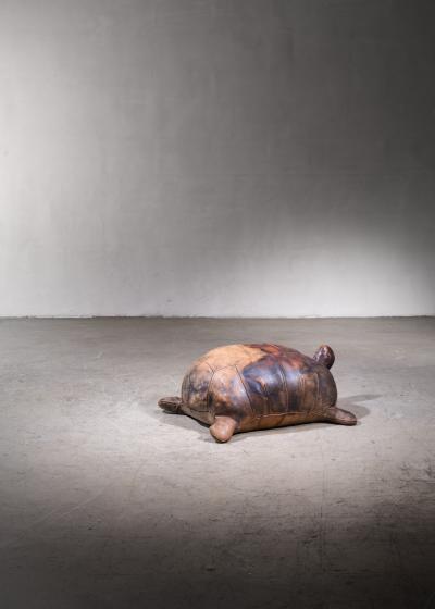 Leather turtle ottoman