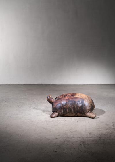 Leather turtle ottoman