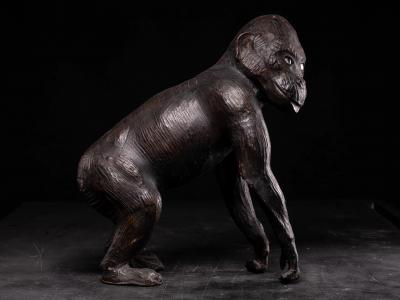 Leather walking Monkey Statue with Glass eyes