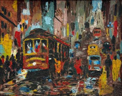 Lee Colber Abstract Lee Colber San Fransisco Street Car Oil Painting Impasto Techniques