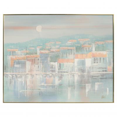 Lee Reynolds Large Scale Signed Lee Reynolds Landscape Oil Painting Mid Century Modern 1960s