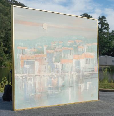 Lee Reynolds Large Scale Signed Lee Reynolds Landscape Oil Painting Mid Century Modern 1960s