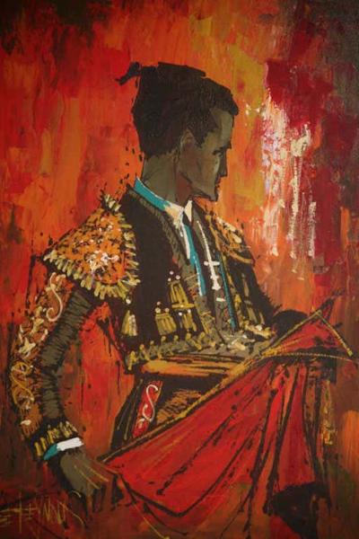 Lee Reynolds Lee Reynolds Unique And Vibrant Large Torero Painting
