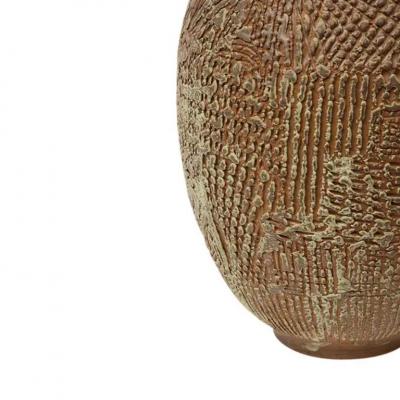 Lee Rosen Design Technics Lamp Ceramic Abstract Sgraffito Olive Red Signed