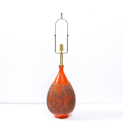 Lee Rosen Mid Century Modern Molten Red Orange Table Lamp by Lee Rosen for Design Technics