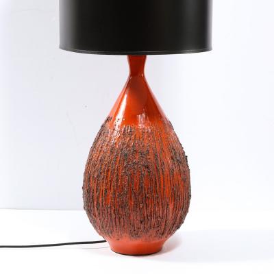 Lee Rosen Mid Century Modern Molten Red Orange Table Lamp by Lee Rosen for Design Technics
