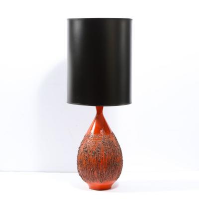 Lee Rosen Mid Century Modern Molten Red Orange Table Lamp by Lee Rosen for Design Technics