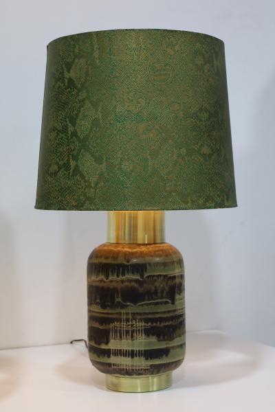 Lee Rosen Pair of Lee Rosen Ceramic and Brass Lamps