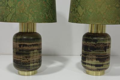 Lee Rosen Pair of Lee Rosen Ceramic and Brass Lamps