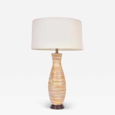Lee Rosen Tall Lee Rosen for Design Technics Citrus Banded Ceramic Table Lamp C 1950s