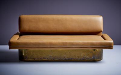 Leena Kolinen Sofa in Light Brown Faux Leather Finland 1960s