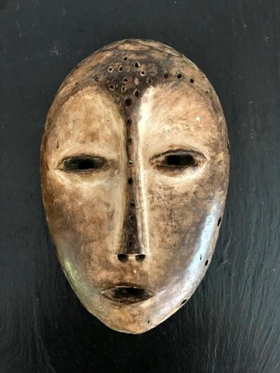 Lega Bwami Society Mask on Display Stand with Provenance