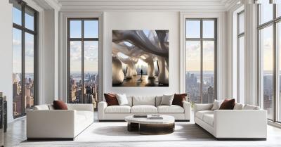 Leila Pinto Hudson Yards giclee on metal by Leila Pinto