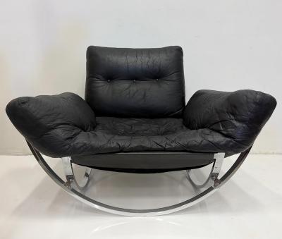 Lennart Bender Space Age Lennart Bender Chrome and Leather Lounge Chair Apollo 