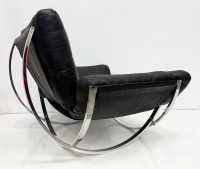 Lennart Bender Space Age Lennart Bender Chrome and Leather Lounge Chair Apollo 