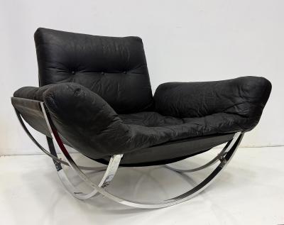 Lennart Bender Space Age Lennart Bender Chrome and Leather Lounge Chair Apollo 