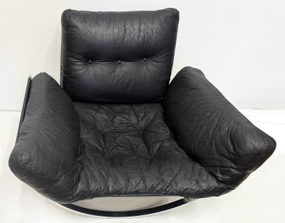 Lennart Bender Space Age Lennart Bender Chrome and Leather Lounge Chair Apollo 