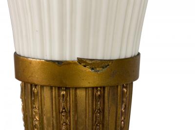 Lenox Art Deco Style Brass and Bone China Floor Lamp Torchiere