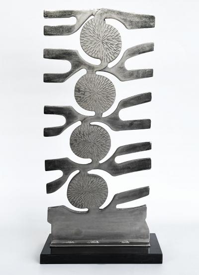 Leo Amino 1980s Vintage Forged Brutalist Abstract Stainless Sculpture Style of Leo Amino