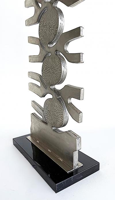 Leo Amino 1980s Vintage Forged Brutalist Abstract Stainless Sculpture Style of Leo Amino