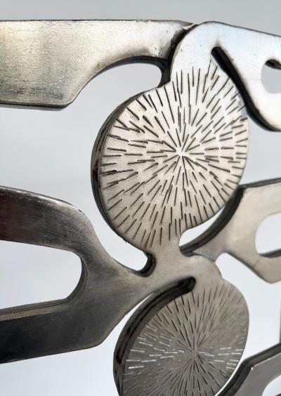 Leo Amino 1980s Vintage Forged Brutalist Abstract Stainless Sculpture Style of Leo Amino