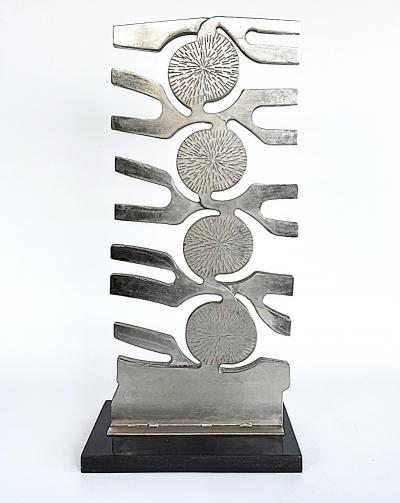 Leo Amino 1980s Vintage Forged Brutalist Abstract Stainless Sculpture Style of Leo Amino