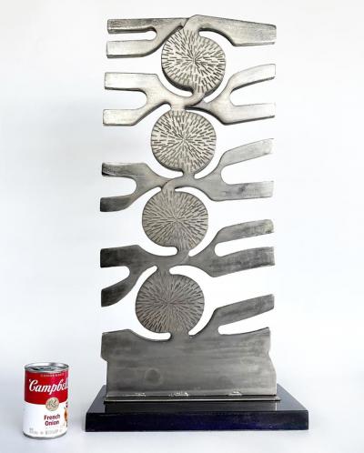 Leo Amino 1980s Vintage Forged Brutalist Abstract Stainless Sculpture Style of Leo Amino