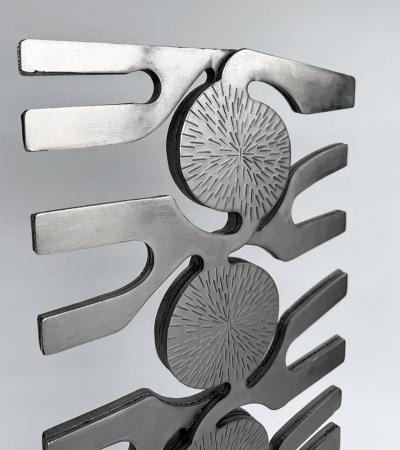 Leo Amino 1980s Vintage Forged Brutalist Abstract Stainless Sculpture Style of Leo Amino