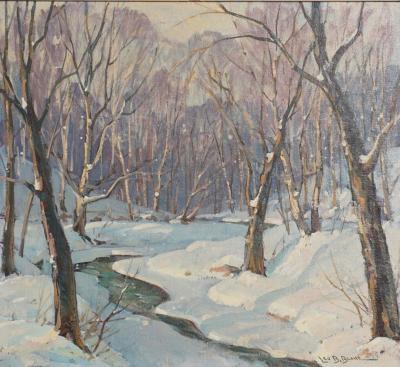 Leo B Blake Leo B Blake New England Winter Stream Oil Painting