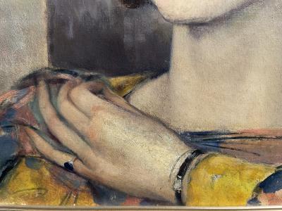 Leon Abraham Kroll Portrait of an Elegant Young Woman in Warm Grays and Soft Ochers