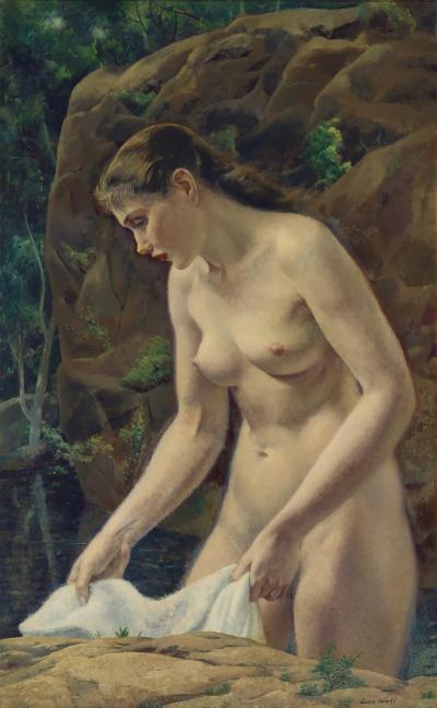 Leon Abraham Kroll Timeless and Classic Nude Girl at Pool Academic Artist 