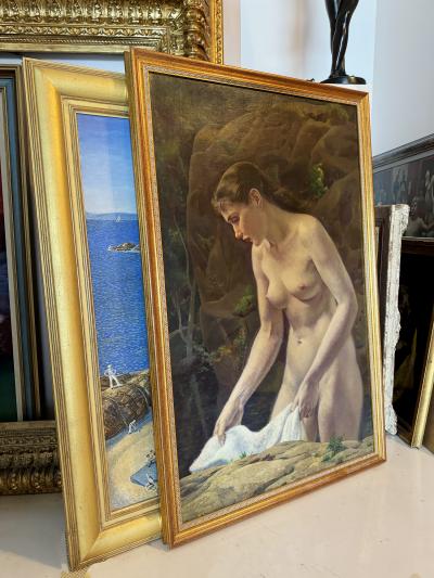 Leon Abraham Kroll Timeless and Classic Nude Girl at Pool Academic Artist 