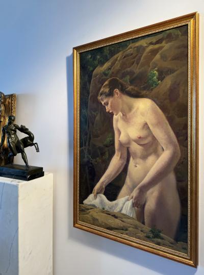 Leon Abraham Kroll Timeless and Classic Nude Girl at Pool Academic Artist 