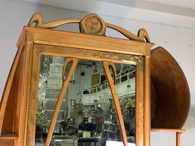 Leon Benouville EXCEPTIONAL INLAID ART NOUVEAU ARMOIRE BY LEON BENOUVILLE