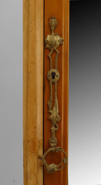 Leon Benouville French Art Nouveau Maple and Inlaid Armoire Cabinet