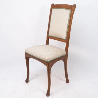 Leon Benouville Leon Benouville an Art Nouveau Oak Desk or Side Chair with Subtle Organic Lines