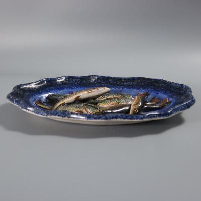 Leon Brard French Palissy Majolica Platter with Fish