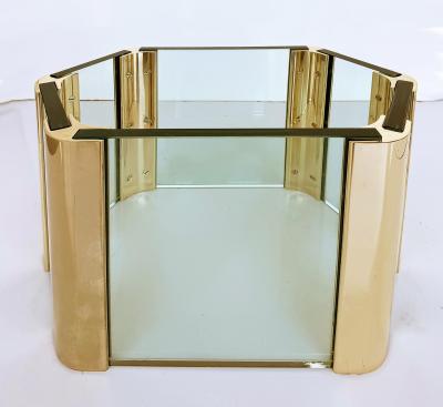 Leon Rosen 1960s Elongated Hexoganal Leon Rosen Pace Coffee Table in Brass and Glass