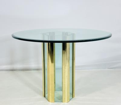 Leon Rosen Brass Glass Dining Center Table by Leon Rosen for Pace Collection