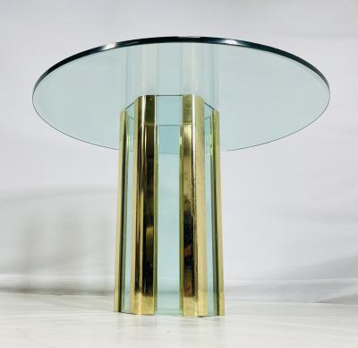 Leon Rosen Brass Glass Dining Center Table by Leon Rosen for Pace Collection