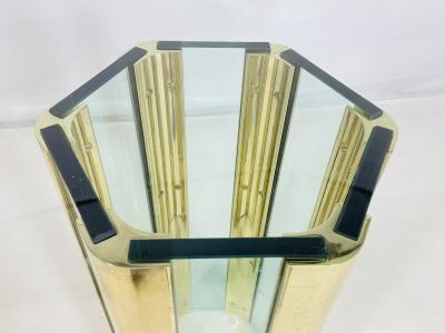 Leon Rosen Brass Glass Dining Center Table by Leon Rosen for Pace Collection