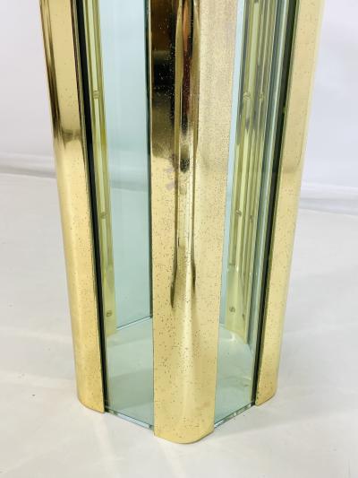 Leon Rosen Brass Glass Dining Center Table by Leon Rosen for Pace Collection